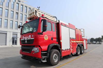 China JP32 HOWO Water Tower Truck Fire Trucks Rescue 10kW/T Sinotruk for sale