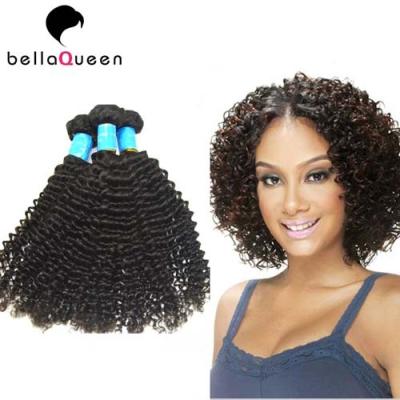China Kinky Curly Natural Black Brazilian Virgin Human Hair Weaving Without Chemical for sale