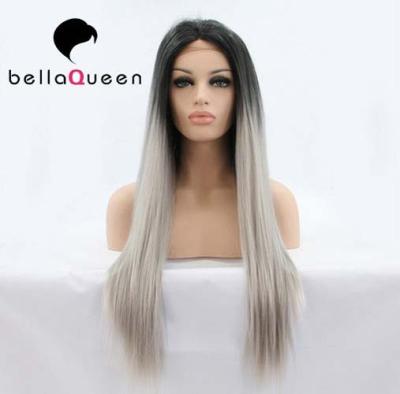 China Ombre Color 1b / Sliver Heat Resistant Human Hair Lace Front Wigs Girl use for sale