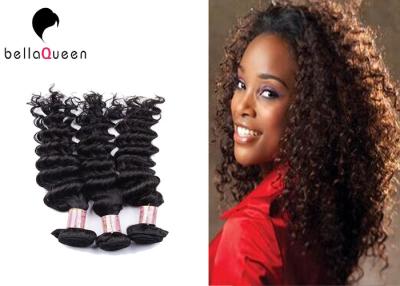 China Smooth And Soft Grade 7A Virgin Hair , Black Curly Human Hair Extensions for sale