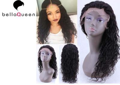 China Raw Unprocessed Natural black Water Wave Human Hair Lace Wigs , 14”-24” Inch Length for sale