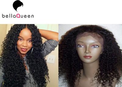China Natural Black Long 100% Remy Wavy Curly Wave Human Hair Lace Wigs 6A Grade for sale