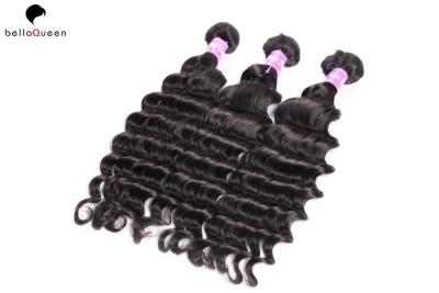 China Free Shedding 6A Remy Hair Weave , Natural Black Deep Wave Hair Extension for sale