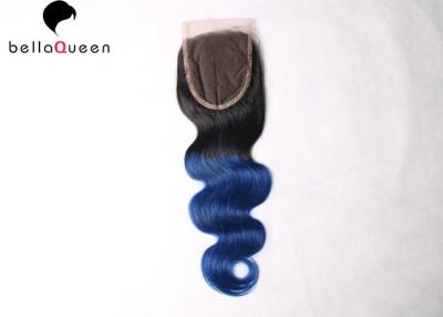 China Two Three Tone hair Lace Closure Human Hair Weave Closure 1B / Blue for sale
