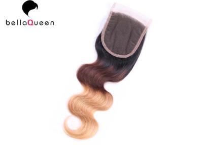 China Three Tones Body Wave Human Hair Lace Closure With 4x4 Lace for sale
