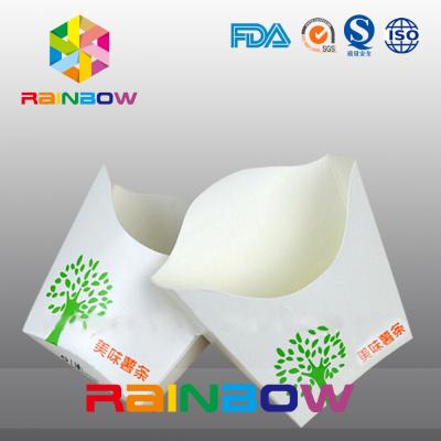 China Customized Disposable Take Away Flat Bottom Paper French Fry Packaging Box for sale