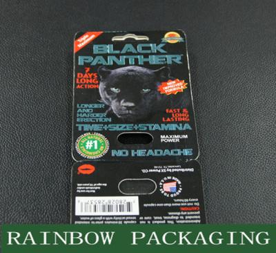 China Black Mambar Sex Pills Packaging Black Panther Blister Card Packaging Custom Made for sale