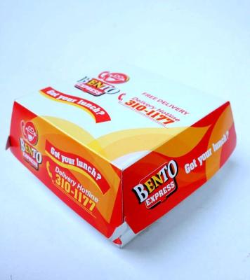 Китай Коробка упаковывая для пакета гамбургера, подгонянная коробка еды безопасная бумажная гамбургера бумажная продается