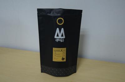 China Moyee Plastic Pouches Packaging Matte Black Stand Up Pouch with Valve Coffee Bag for sale