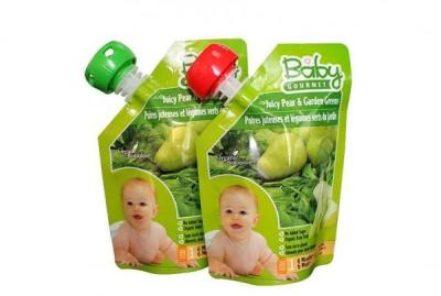 China Vivid Printing Baby Food Spout Pouches With Bottom Gusset And Corner Spout for sale