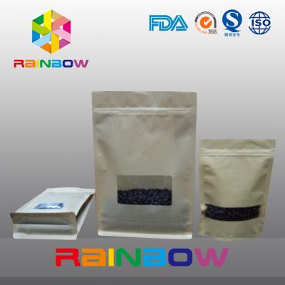 China Box Bottom Customized Paper Bags With Rectangle Window k / Flat Bottom Paper Bag for sale