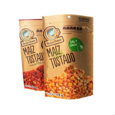 China 120 Gram Snack Bag Packaging Cashnew Nut Kraft Paper Bag With Zipper Food Paper Bag for sale