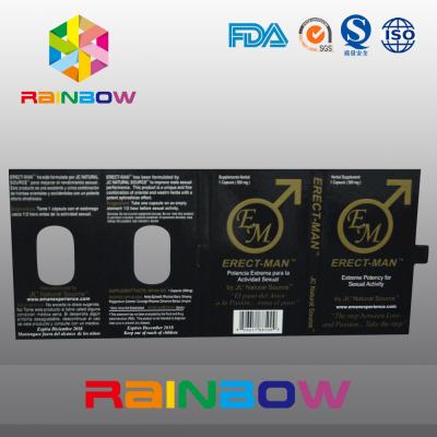 China Effect 100% ERECT-MEN Sex Pill Packaging Paper Box With Card Customized Design for sale