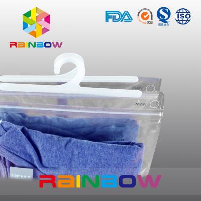 China Man's Clothing Packaging Bag With Zipper And Hanger Clear Packaging Bag for sale
