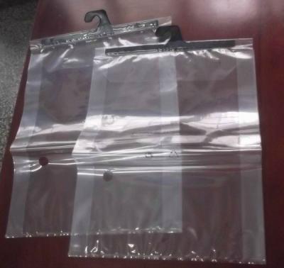 China Plastic Clear Grip Seal Colthes Packaging Pouch With Hanger / Sliding Zipper for sale