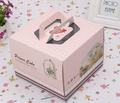 China Pink Blue Square Birthday Cake Paper Box Packaging / Gift Box Customized for sale