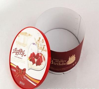 China Food Grade Round Red Fold Cardboard Paper Box Packaging Decorative Cake Boxes for sale