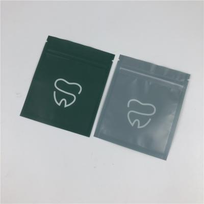 China Matt Black Braces Aligners Flat Mylar Ziplock Bags Clear Front For Teeth Accessories for sale