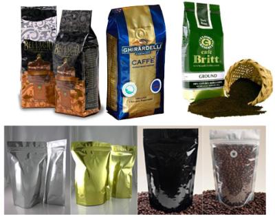 China Custom Design Foil Coffee Bag With One Way Degassing Valve , Green / Black for sale