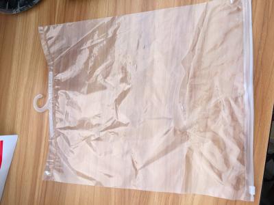 China Transparent Plastic T - Shirt Clothes Packaging Bag With Sliding Zipper And Hook for sale