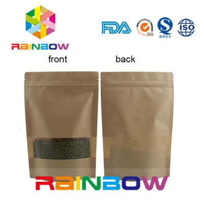 China Flat Bottom Brown Customized Paper Bags / Craft Paper Bag With Zipper for sale