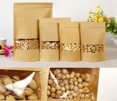 China Customized Paper Bags For Snack Foods , Kraft Paper Bag For Popcorn With Window for sale