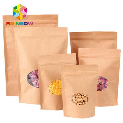 China k Stand Up Pouch Kraft Brown Paper Bag For Dry Fruit Nut Candy Packaging for sale