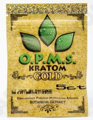 China 5ct OPMS gold kratom k extract capsules packaging bags / three side seal k bag for sale