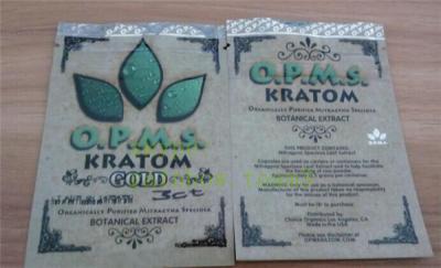 China OPMS Kratom botanical extract gold herbal bags zip plastic bags for sale