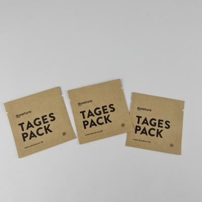 China Bolso de papel plano de la bolsa del papel de aluminio de Kraft de Logo Tages Pack Bag Heat del sello lateral de encargo del sello 3 en venta