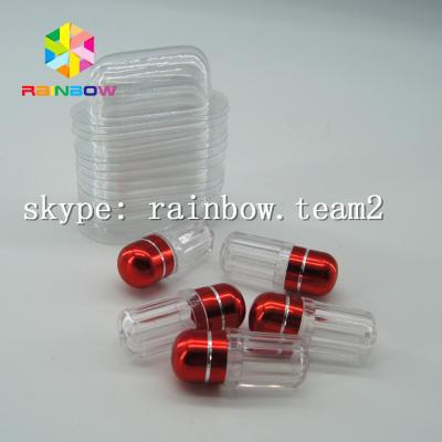 China Clear capsule plastic medicine bottle , sex pill container with aluminum foil gold cap for sale