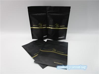China Coffee powder Plastic Pouches Packaging , logo printed coffee bean packaging matte black for sale