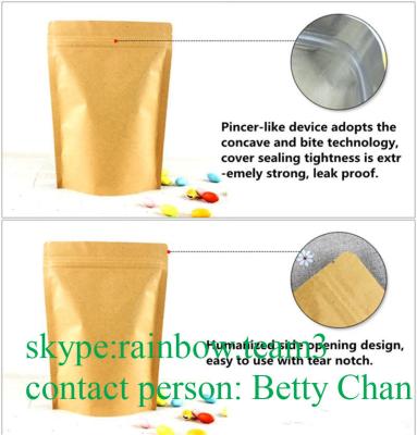 China Promotions Brown Kraft Paper Bags With Window / Doypack Heat Sealable Tea Bags for sale