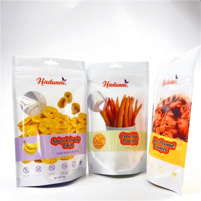 China Custom Printed Resealed Mylar Bags For Banana Chips Snack Stand Up Zipper for sale