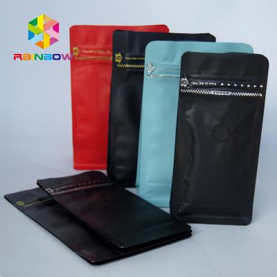 China Matt Black Coffee Bag With Valve Wholesale Block Bottom Coffee Bag / Flat Bottom Bag For 12oz 250g Coffee Bean for sale