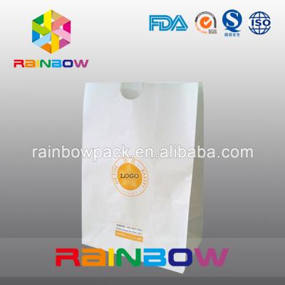 China Take Away Fast Food Paper Bag Packaging , Bread Flat Bottom Pouches Grease Proof for sale