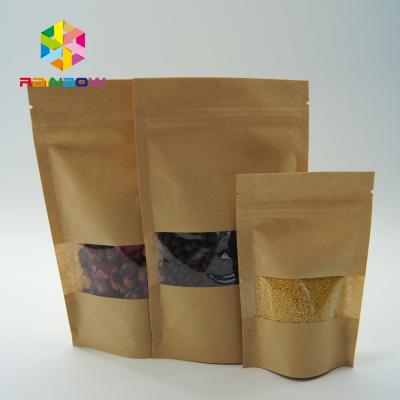 China Eco - Friendly Printed Paper Stand Up Pouches With Clear Window And Zipper for sale
