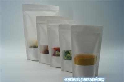 China In Stock Clear Window Kraft Paper Pouches Resealable Zipper For Food Packaging for sale