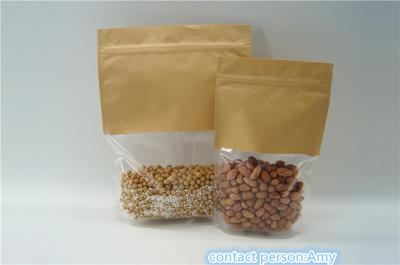 China Kraft Paper Resealable k Stand Up Pouches / Food Packaging Pouches for sale