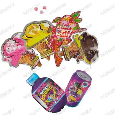 China 3.5g Custom Die Cut Bags Smell Proof Zipper Mylar bags Child Proof Zipper Bags for Cookies Gummies Packaging for sale