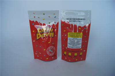 China Los bolsos plásticos modificados para requisitos particulares de la hoja que se puede volver a sellar se levantan la bolsa gomosa/el bolso gomoso Ziplock del papel de aluminio en venta