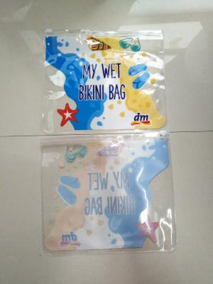 China Clear Transparent PVC Plastic Bag For Swimwear / Frosted EVA Wet Bikini Bag for sale