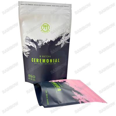 China Manufacture Price Custom Printed Aluminum Foil Bags Matte Mylar Bags With Tear For Green Tea for sale