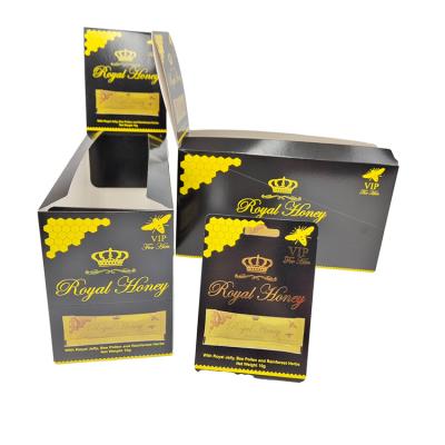 China Empty! High Level Custom Printing Display Paper Box Paper Cards Glossy Black Surface   Paper Box For Royal Honey Packa à venda