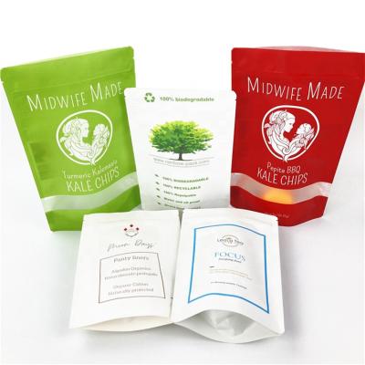 China Environmentally friendly biodegradable kraft paper bag zip lock bag food packaging paper bag with window en venta