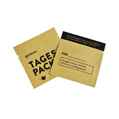 China Custom Printed Coffee Loose Tea Sample Sachets 8x8cm Kraft Paper Bag Recyclable Kraft Paper Bag Customized à venda