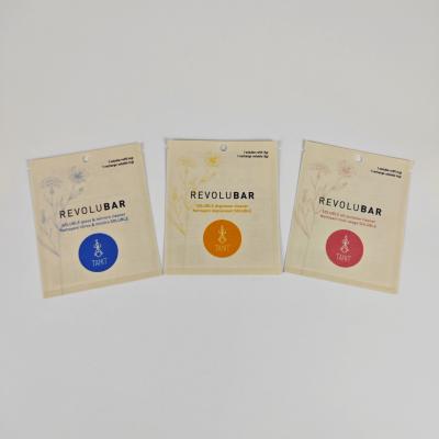 China PLA Material Biodegradable Kraft Pouch With Foil Food Sachet Packaging Small Sample Bags for sale