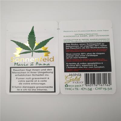 China El blanco de Hotstamped modificó las bolsas de papel de las hojas para requisitos particulares de CBD, papel de Kraft que empaquetaba para las hojas del tabaco CBD en venta