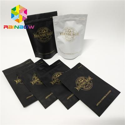 China Plastic zipper matte black Snack Bag Packaging stand up resealable coffee k pouch for sale