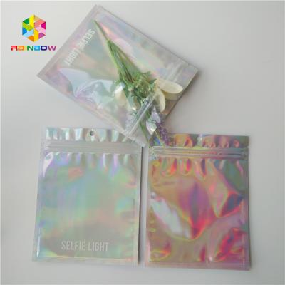 China Brightly Laser Cosmetic Packaging Bag  With Clear Front / Back Holographic for sale